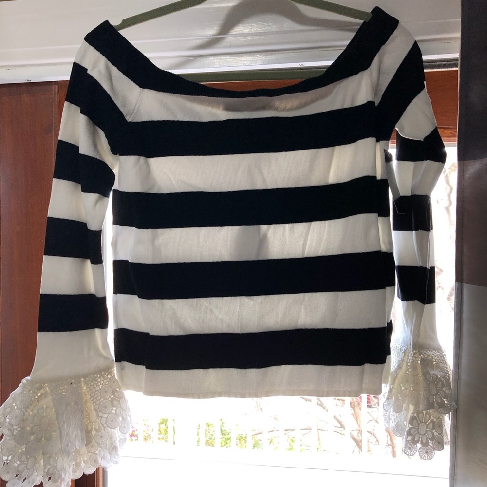 Navy and white striped top